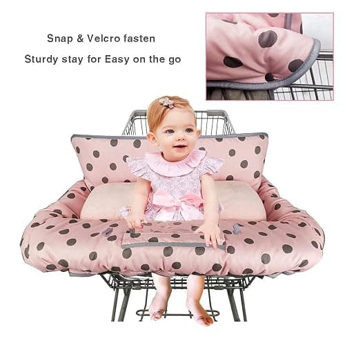 Shopping Cart Cover for Baby/Toddler with Supportive seat positioner, Cozy High Chair Cover, Pink thumbnail 4