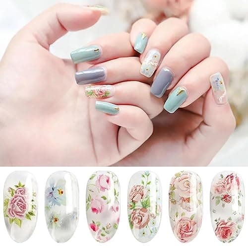 MOLILON Flower Nail Foil Nails Art Design Stickers Decals Lace Nail Art Flowers Holographic Foils Paper Starry Sky Star Transfer Foil Nail Wraps for DIY Nails Decoration - 10 Sheets thumbnail 6