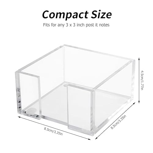 Acrylic Sticky Note Holder, 3 x 3 Crystal Clear Acrylic Notepad Holder Sticky Note Dispenser for Dorm Room and Office Desk Organizer thumbnail 3