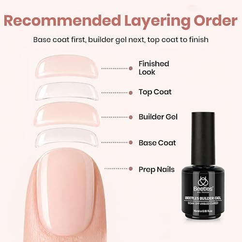 Beetles Builder Gel for Nails, 8 in 1 Natural Nude Translucent Color | for Thickening, Strengthening and Building Instant Apex,Beginner-Friendly DIY Salon at Home, UV & LED Lamp Cured Needed thumbnail 5