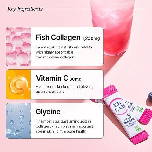BB LAB Good Night Low Molecular Collagen Powder Stick Supplement, Halal Certified, Korean Marine Collagen, Fish Collagen Peptides, Vitamin C, Glycine, Fast Absorption, Mix Berry Flavor thumbnail 4