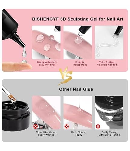 BISHENGYF Kit de poudre à ongles chromée et gel 3D pour nail art 4-en-1, avec poudre à ongles miroir sans essuyage pour ongles or rose et argent, base solide transparente couleur gel 3D pour nail art thumbnail 6