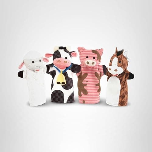 Melissa & Doug Farm Friends Hand Puppets (Set of 4) - Cow, Horse, Sheep, and Pig thumbnail 10