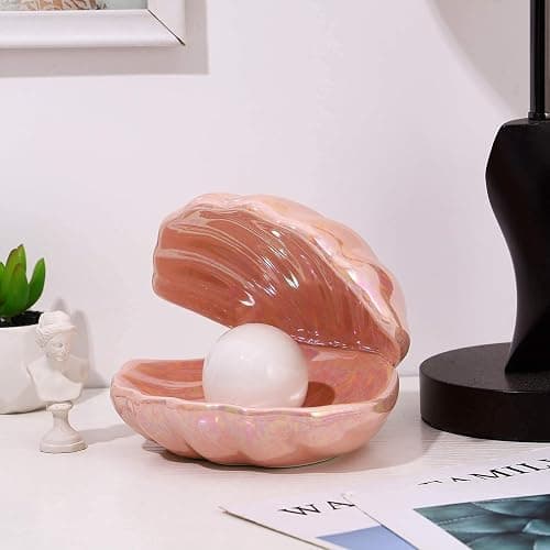 IMIKEYA Shell Pearl Light LED Accent Lamp Portable Night Light Pearl in Shell Desktop Ornament Home Decor for Bedroom Living Room (Pink) - Pink thumbnail 8