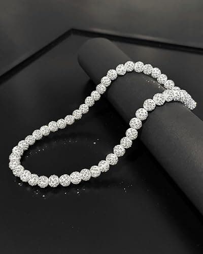 NEXIULT Baseball Bead Necklace for Men, 16/18/20" Ice Necklace Cool Gifts, Rhinestone Bling Inspired Sports Jewelry Gift thumbnail 2