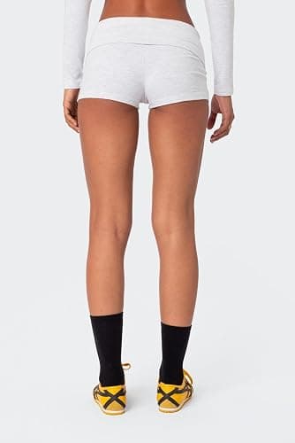 Women Fold Over Lounge Shorts Low Waist Fitted Pajama Shorts Cute Sleep Pj Short Bottoms Roll Over Yoga Shorts thumbnail 4