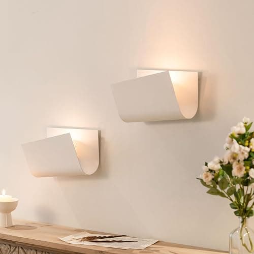 Aimto Wall Sconce Candle Holder Metal Hanging Wall Decorations Wall Candle Holder for Home,Living Room, Bathroom, Dining Room Set of 2（White - Image 1