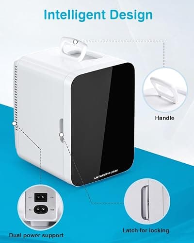 Antarctic Star Compact Mini Fridge, 10L Portable Small Refrigerator, 2.6 Gal Mini Fridge with AC/DC Adapters, Small Cosmetics Cooler for Beverage, Food, Makeup, Bedroom, Office, Dorm, White thumbnail 4