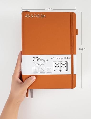 Thick College Ruled Notebook with 366 Numbered Pages, A5 Journal for Writing with 100GSM Lined Paper, Hardcover Leather Notebooks for Women Office Work Diary, 5.7"x8.3" Lavender thumbnail 3