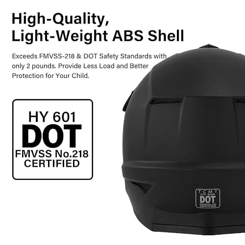 XFMT DOT Youth Kids Motocross Offroad Street Dirt Bike Helmet Motorcycle ATV Full Face Helmet with Goggles Gloves, Matte Black Small - Z-Matte Black - Small thumbnail 2