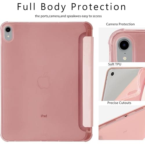 Halloween Pink Ghost Bow Case for iPad 11 inch (A16 Chip) 2025 Generation 11th/iPad 10.9 inch 2022 10th Gen with Pencil Holder and Auto Sleep/Wake,Pink Leather Soft TPU Back Shell Stand Cover thumbnail 4