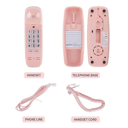 Pink Landline Phone Inspired by 90s Vintage Princess Phone with 110DB+ Loud Ringer, Retro Wall Phone No Power Required, Pink Corded Telephone for Kids/Seniors, Cute Novelty Landline Phones for Home thumbnail 7