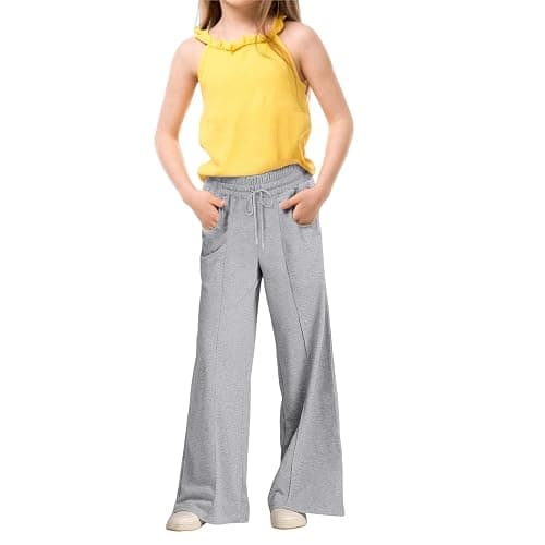 Sweatpants for Girls Wide Leg Baggy Sweatpants for Teens Kids Cute Track Pants Comfy Plain Joggers Trousers thumbnail 4