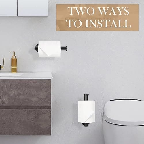 JOPOFI Toilet Paper Holder - Self Adhesive Toilet Paper Holder Wall Mount for Bathroom, SUS 304 Stainless Steel Command Strip Toilet Paper Roll Holder Stick On Wall, No Drilling - Matte Black thumbnail 6