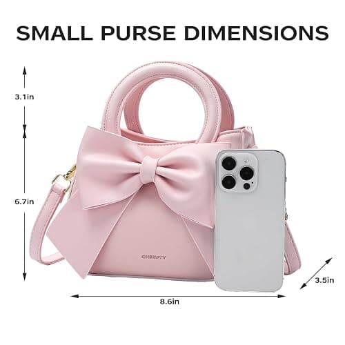 Small Purses for Women Crossbody Bag, Vegan Leather Crossbody Purses and Handbags with Top Carry Handle and Cute Bow Knot thumbnail 6