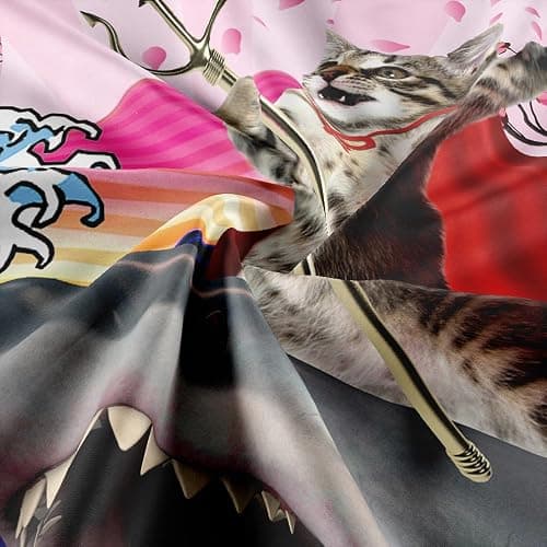 SAOLUIS Fun Cat Tapestry, Cute Cat Wall Art Tapestry Ocean Wave Theme Funny Tapestries for Kids, Japanese Style Wall Art for Bedroom Living Room Decor 60X40 Inch thumbnail 4