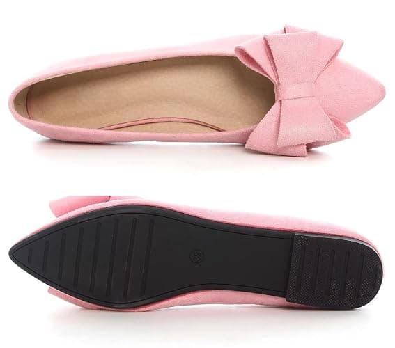 SAILING LU Womens Bowknot Ballet Flats Pointy Toe Casual Flat Shoes Suede Dressy Wear to Work Slip-Ons Moccasins thumbnail 2