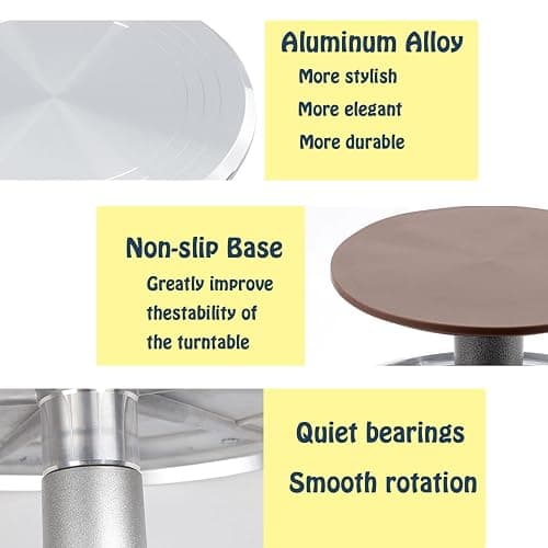 Jninexiu 12 Inch Aluminium Alloy Revolving Cake Stand, Rotating Cake Turntable for Cake, Cupcake Decorating Supplies (35Pcs) thumbnail 3