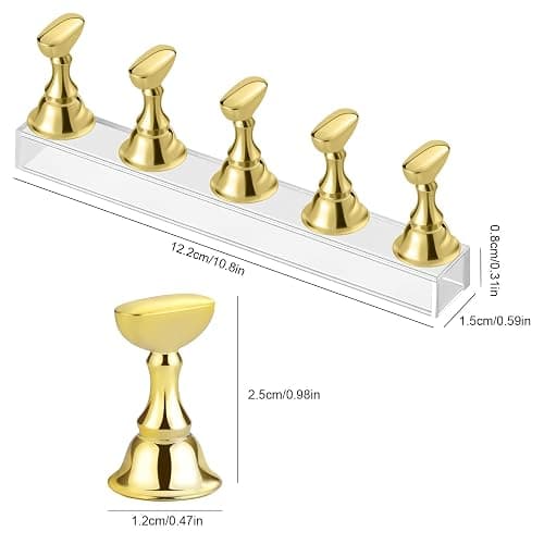 Etercycle Nail Stand Acrylic Nail Art Display Stand Practice Nail Holder for Painting Nails Magnetic Practice Stands with Double-sided Tape For DIY Salon Supplies (Gold) thumbnail 7