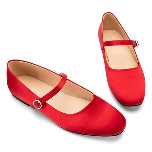 AprCoco Women's Flats Mary Jane Ballet Flats for Women Classic Square Toe Women Shoes Dressy Comfort Ankle Strap Flats for Women thumbnail 6