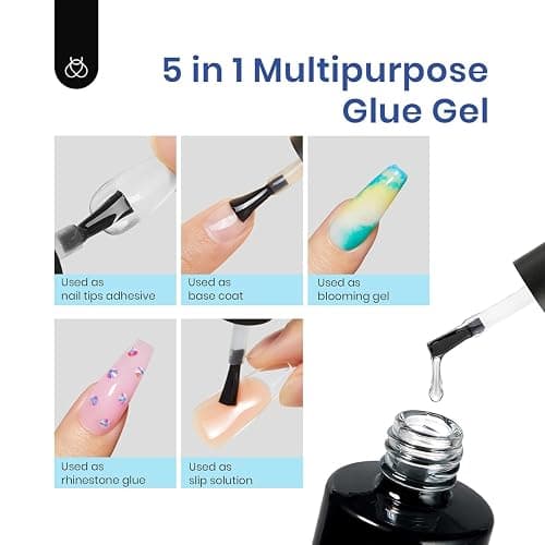 Beetles Gel Nail Kit Easy Nail Extension Set, 240pcs Soft Short Square Nail Tips with 5-in-1 Nail Glue Base Gel and Led Lamp Acrylic Nail Tips Fake Nails Art Home Gelly Tips Beauty Gift Set thumbnail 7