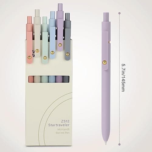 FIOVER Gel Pens, 6pcs 0.7mm Fine Point Black Ink, Smooth Writing Pens for Journaling, Nurse Aesthetic Cute Office School Supplies, Gifts for Women and Men (6Pcs Morandi-Black Ink) thumbnail 3