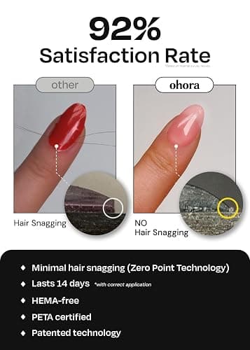 ohora Semi Cured Gel Nail Strips (N Bare Pink) - Works with Any Lamps, Salon-Quality, Long Lasting, Easy to Apply & Remove - Includes 2 Prep Pads, Nail File & Wooden Stick thumbnail 3