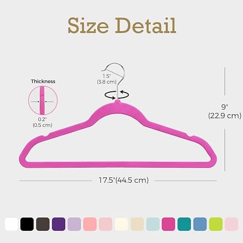 HOUSE DAY Rosy Red Velvet Hangers 60 Pack, Non Slip Clothes Felt Hanger Heavy Duty for Coat, Premium Slim Space Saving Suit Hangers for Closet Organizer, 360° Rotating Silver Hook thumbnail 2