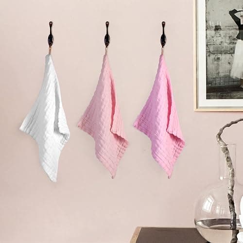 MUKIN Baby Washcloths and Burp Cloths, Soft Absorbent Towels for Newborns, 6 Pack, 12x12 Inches (Pink) thumbnail 2