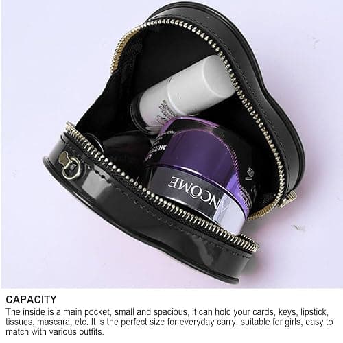 Canpto Girls Crossbody Purse Cute Heart-shaped Shoulder Kid Bag Lacquer Leather Princess Bag for Little Girls thumbnail 6