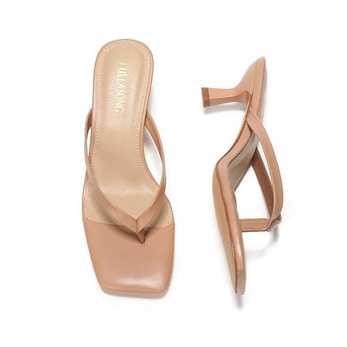 LULLASONG Women's Kitten Heels Sandals Square Open Toe Flip Flop Heels 1.8-2 Inch Heeled Sandals for Women thumbnail 7