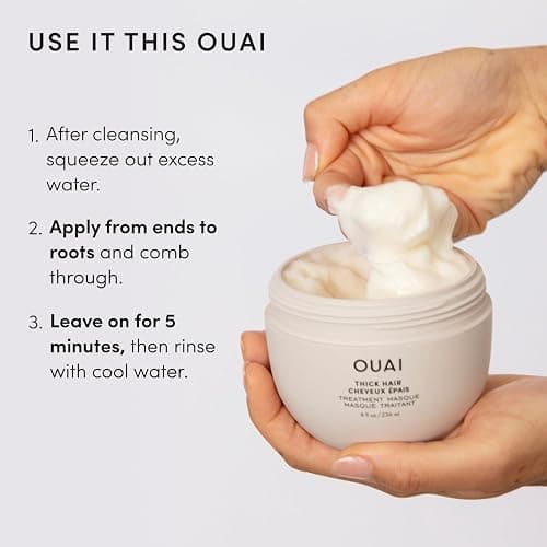 OUAI Thick Hair Mask - Deep Conditioning Hair Mask (8 Fl Oz) | With Almond Oil, Olive Oil & Hydrolyzed Keratin, Restores Damaged Strands, Phthalate & Paraben Free thumbnail 7