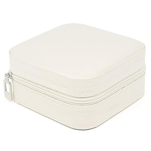 KEINE MARKE Small Jewelry Box, Travel Portable Jewelry Case for Ring, Pendant, Earring, Necklace, Bracelet Organizer Storage Holder Boxes (White*2) thumbnail 3