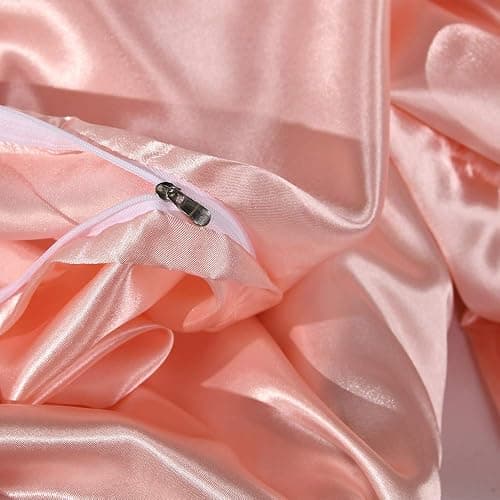 Lanqinglv Bettwäsche Set 135x200cm 2 Teilig Rosa Satin Seide Seidig Luxus Bettbezug mit Reißverschluss und Kissenbezug 80x80cm thumbnail 5