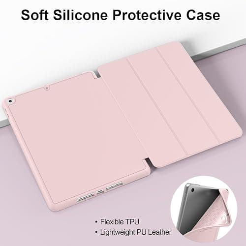 aoub Kompatibel mit iPad 2018/2017 Hülle Fallbeständig verschleißfest Eingebauter Stifthalter Smart Schutzhülle aus Silikon mit Schlafen/Wachen GKompatibel mit iPad 5. und 6. Generation,Rosa thumbnail 5