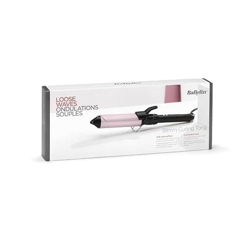 BaByliss Boucleur à pince de 38mm - Cylindre Satin Touch, 10 réglages de température, boucleur professionnel avec support de sécurité intégré, Noir et rose, C338E thumbnail 6