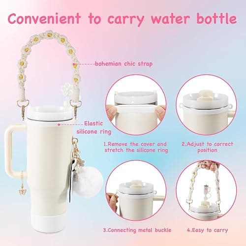 LUOJINYI 15 Stück Stanley Cup Zubehör, Stanley Cup Accessories for Stanley Cup 800 ml - 1100 ml, Stanley Cup Accessory Set, Stanley Quencher Zubehör, Stanley Cup Zubehör Weiß(Becher nicht enthalten) thumbnail 6