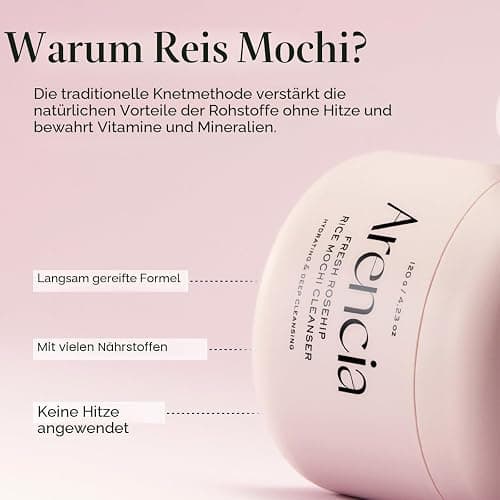 Arencia Fresh Rosehip Rice Mochi Cleanser – Sanftes Peeling 2-in-1 Gesichtsreinigungsmittel & Maske mit Hagebutte, Aloe Vera & Kamille für Alle Hauttypen, 120 g thumbnail 8