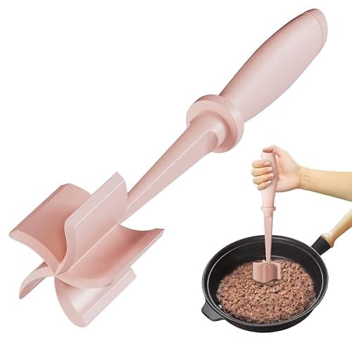 Upgrade Meat Chopper, Heat Resistant Meat Masher for Hamburger Meat, Ground Beef Smasher, Nylon Hamburger Chopper Utensil, Ground Non Stick Mix Chopper Mix Potato Masher Tool (Pink) - Image 1