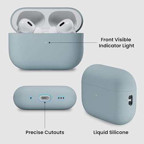 ORNARTO Compatible with AirPods Pro 2 Case 2022, Full Protective Hybrid Silicone for AirPods Pro 2nd Generation Case, Front LED Visible Skin Cover-Mint Green thumbnail 4