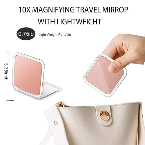CYHTSHFZ Small Compact Mirror for Purse,5X/1X Travel Magnifying Mirror for Women, Makeup Mirror for Girls, Portable Ultra Slim Pocket Mirror（Pink） thumbnail 2