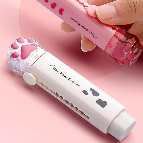 Doraking Cute Eraser, Retractable Kawaii Cat Paw Erasers for Kids, Rubber Push-Pull Eraser for Students Writing Drawing Aesthetic Erasers for School Office Supplies thumbnail 7