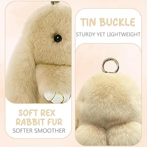 Bunny Keychain, Bunny Keychain with Tin,Bunny Handmade Soft Bunny Keychain for Christmas Gifts, Bags and Keys thumbnail 5