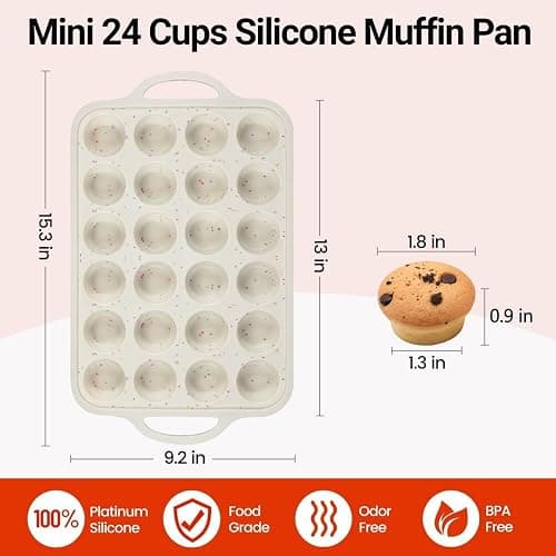 CAKETIME Mini Muffin Pan, Metal Reinforced Frame Mini Cupcake Pans 24 Cups Nonstick Muffin Silicone Molds with Handle for Baking Muffins, Cupcakes, Egg Bites 2 Pack thumbnail 2