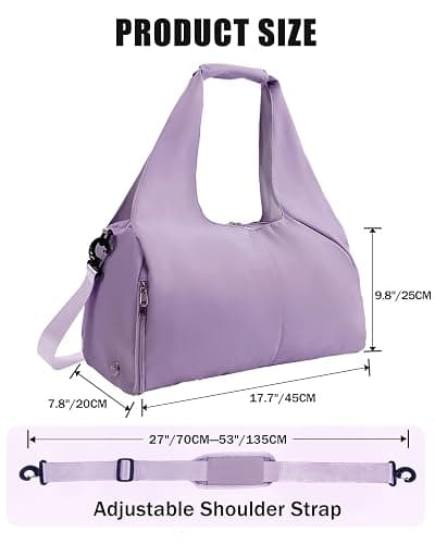 RHDZO Gym Bag for Women with Shoe Compartment Yoga Mat Bag with Wet Pocket and Water Bottle Holder Weekender Bag with Strap thumbnail 4