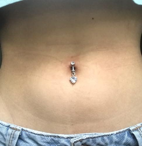 QWALIT Gold Fake Belly Piercing Cubic Zircon Butterfly Clip on Belly Button Rings Stick on Navel Ring Studsnon Piercing Fake Piercing Jewelry Pink Heart Silver Sticky Balls no Pierced thumbnail 4