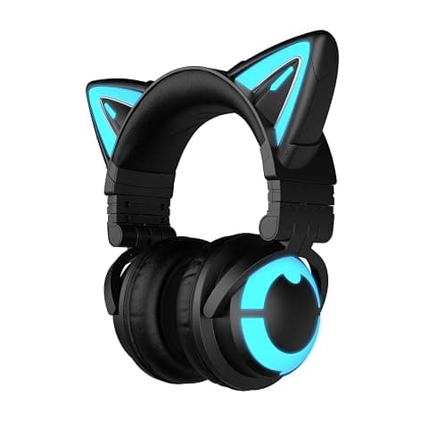 YOWU Cat Ear Headphones, Cute Cat Ear Gaming Headsets with Bluetooth 5.2 for PC/PE/Switch/PS4/PS5, Built-in Mic & Customizable RGB Light Effect for Anime Lovers(CE Black) - Image 1