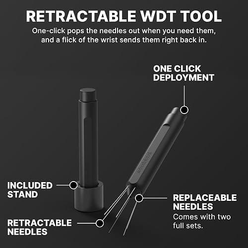 Subminimal Flick WDT Tool| Pen Design Weiss Distribution Technique Espresso Making Tool, Fine Needles, Spring-Loaded Auto Hide Needles, Safe, Easy to Use, 2X Stands in The Box - Black thumbnail 3