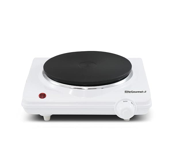 Elite Gourmet ESB-301F Countertop Single Cast Iron Burner, 1000 Watts Electric Hot Plate, Temperature Controls, Power Indicator Lights, Easy to Clean, White thumbnail 7