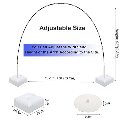 KAIYUN Balloon Arch, Innovation Large Sturdy Balloon Arch Kit,10Ft Wide & 9FT Tall Adjustable Balloon Arch Stand with Water Fillable Bases, Manual Pump - for Wedding, Birthday, Baby Shower, Graduation thumbnail 3